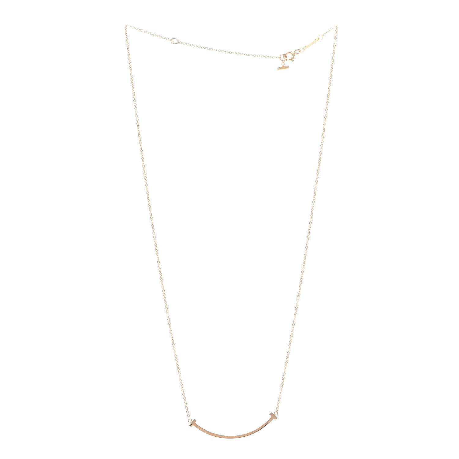 Tiffany 18K Rose Gold Small T Smile Pendant Necklace 3 of 6