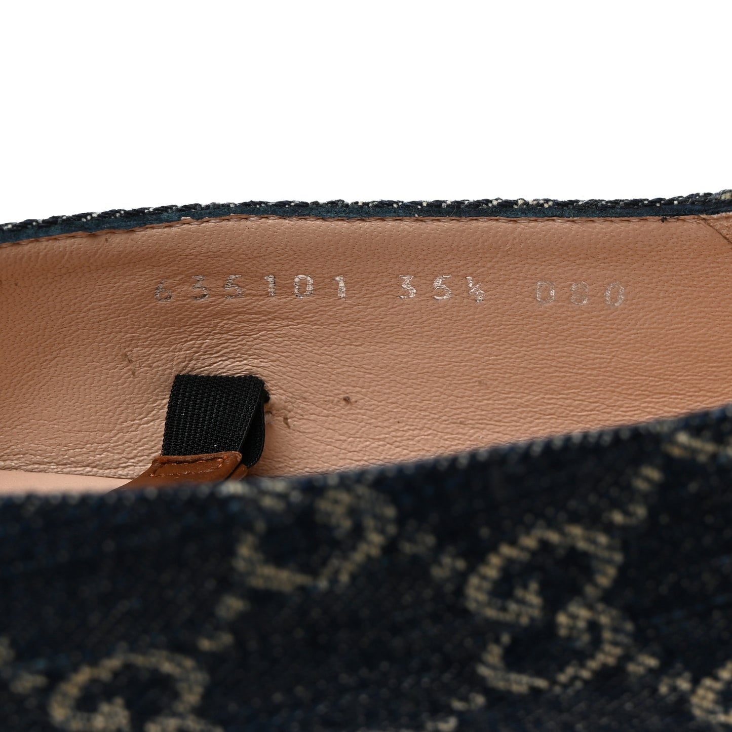 New Denim GG Monogram Nappa Deva Horsebit Chain Embellished Flats 35.5 Blue Tea Cuir Epilog