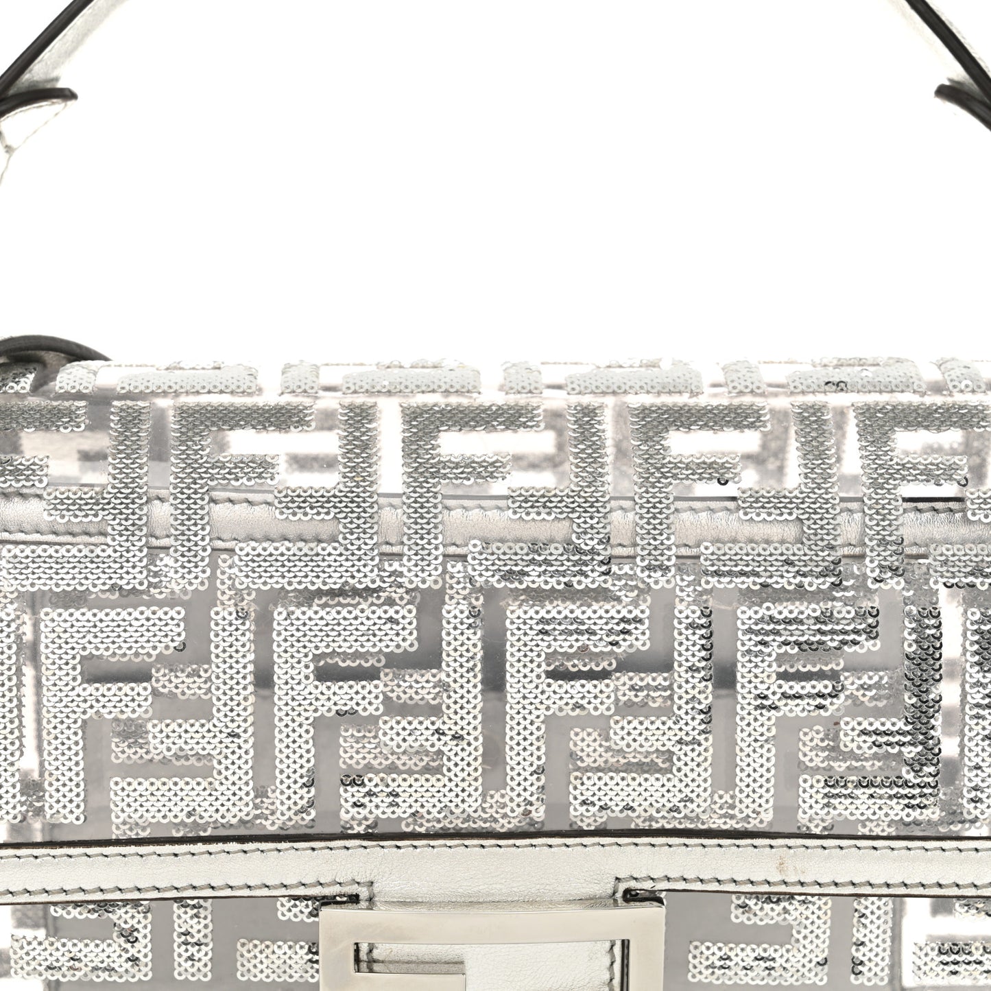 PVC Vitello Catalan Mirror Sequin FF Baguette Argento