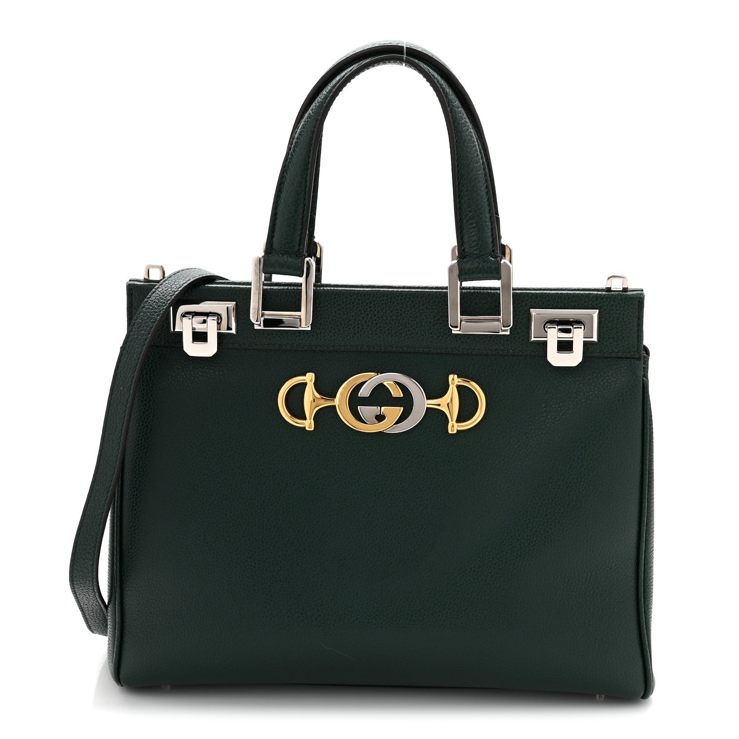 Gucci Grainy Calfskin Small Zumi Top Handle Bag Vintage Green 1 of 11