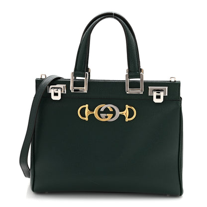 Gucci Grainy Calfskin Small Zumi Top Handle Bag Vintage Green 1 of 11
