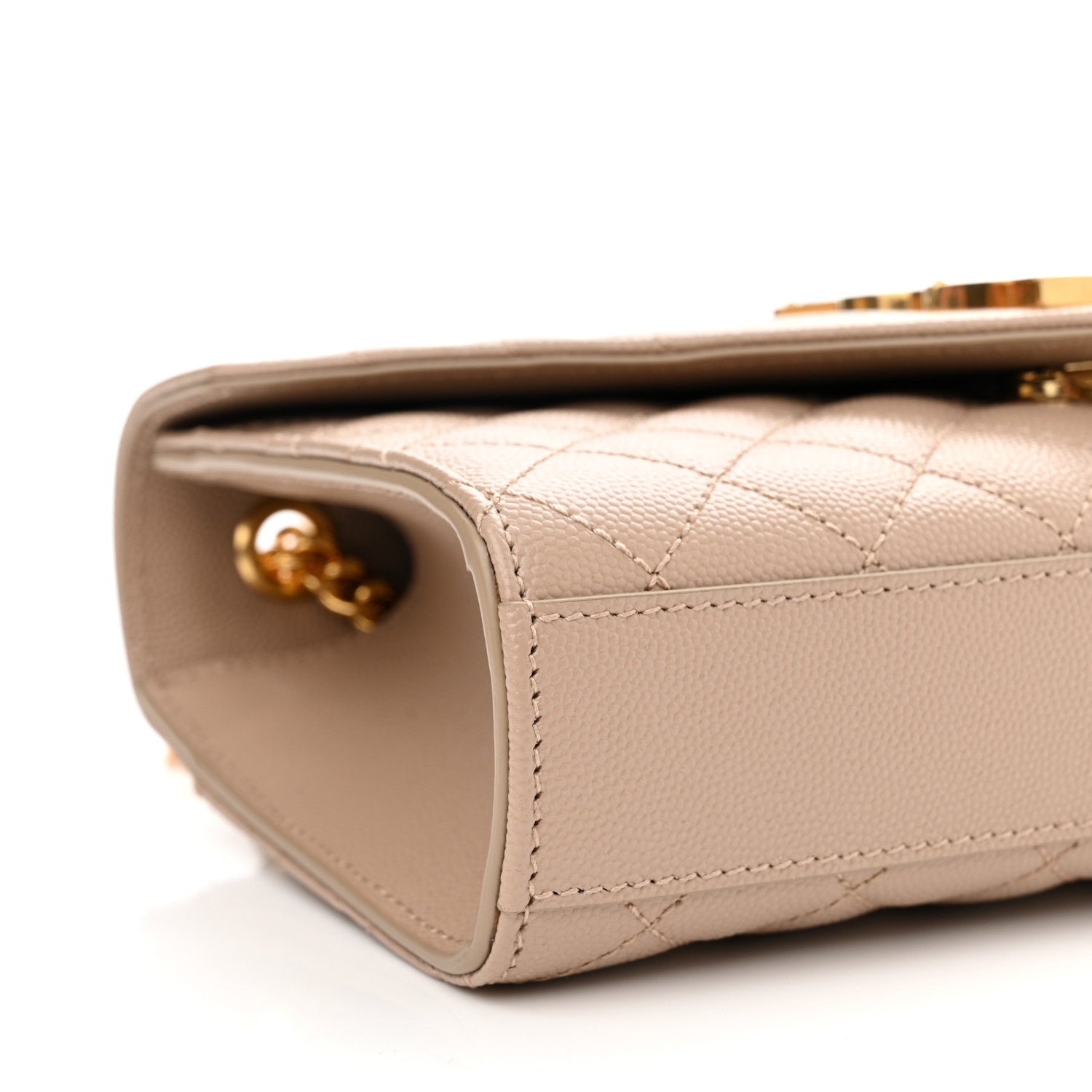 Saint Laurent Grain De Poudre Textured Mixed Matelasse Triquilt Small Monogram Satchel Dark Beige 9 of 10