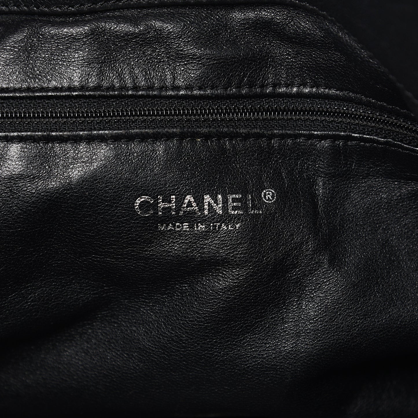 Glazed Calfskin East West Modern Chain Tote Black