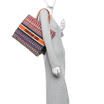 Christian Dior Canvas Embroidered Large Mexican Crafts Book Tote Orange Multicolor 2 of 12
