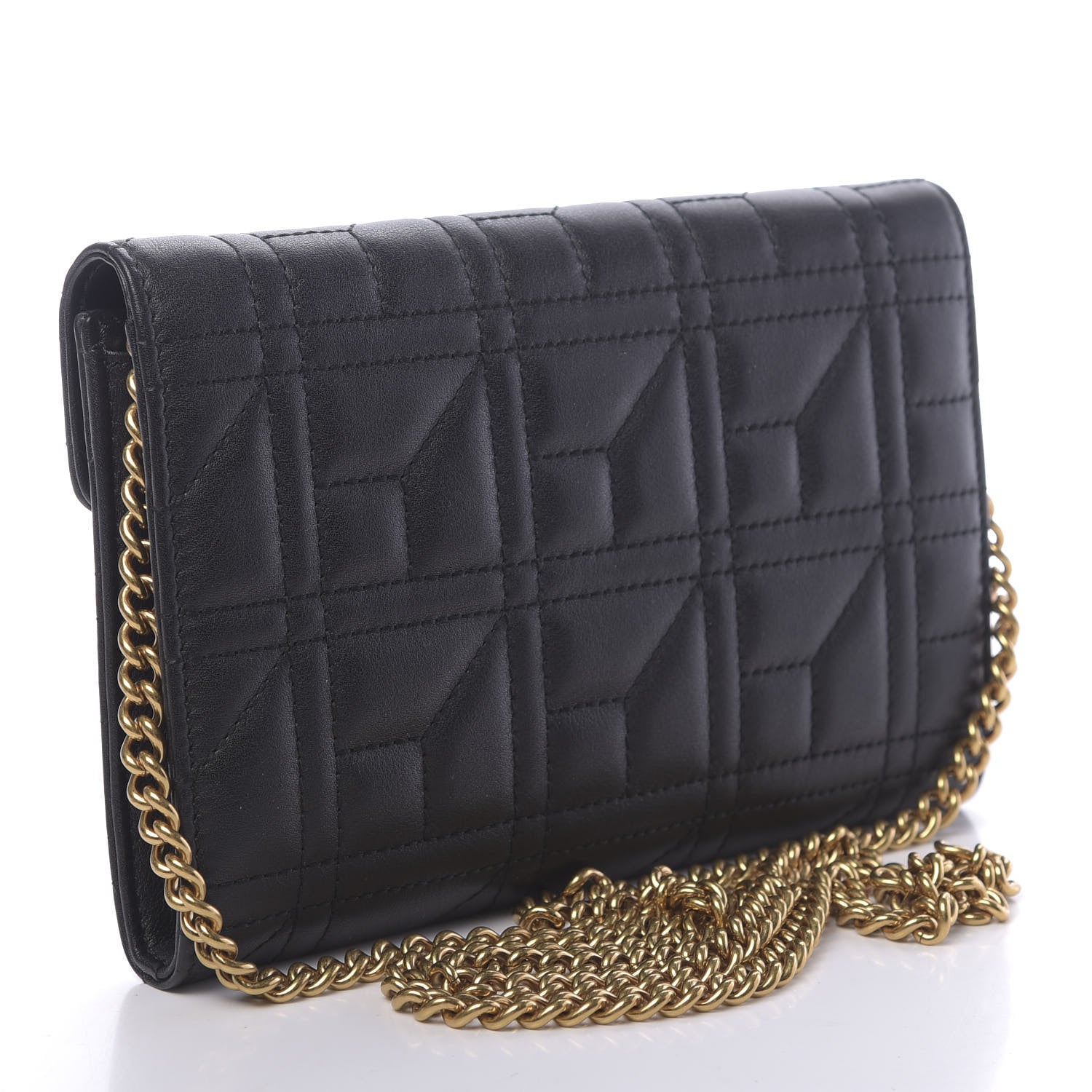 Gucci Calfskin Matelasse Mini Pearly GG Marmont Chain Wallet Black 3 of 11