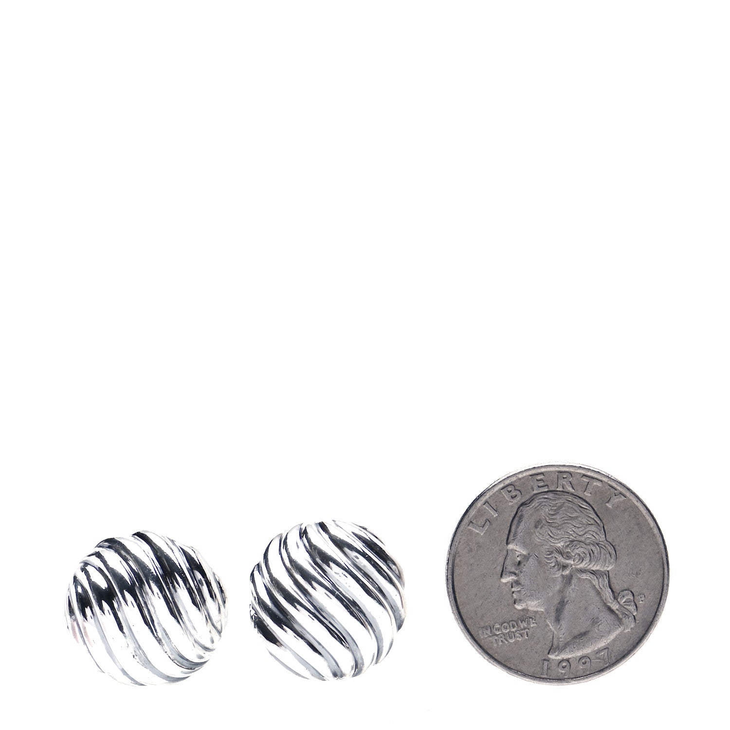 David Yurman Sterling Silver 17mm Sculpted Cable Stud Earrings 2 of 4