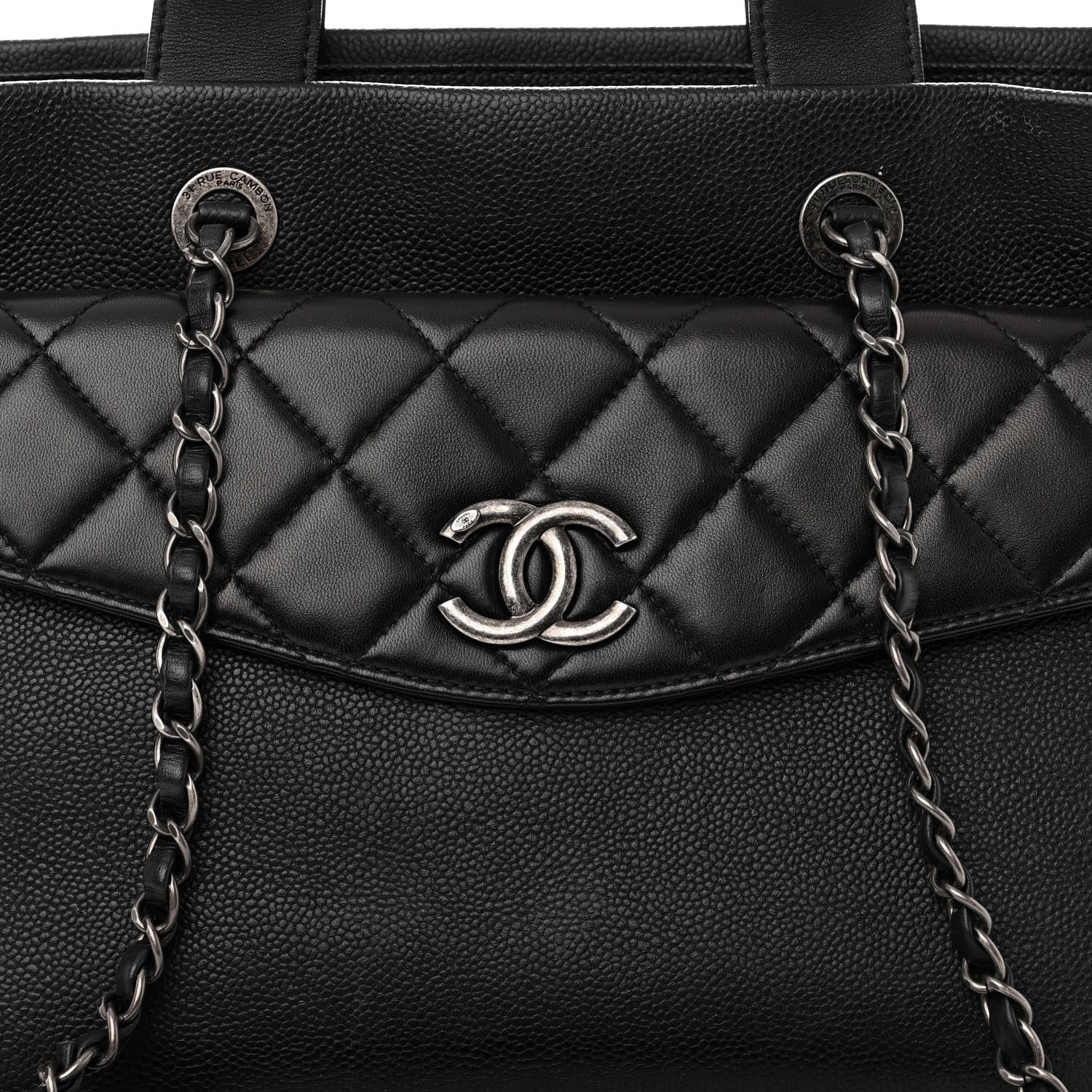 Chanel Caviar Lambskin Quilted Large Coco Break Shopping Bag Black 8 of 11