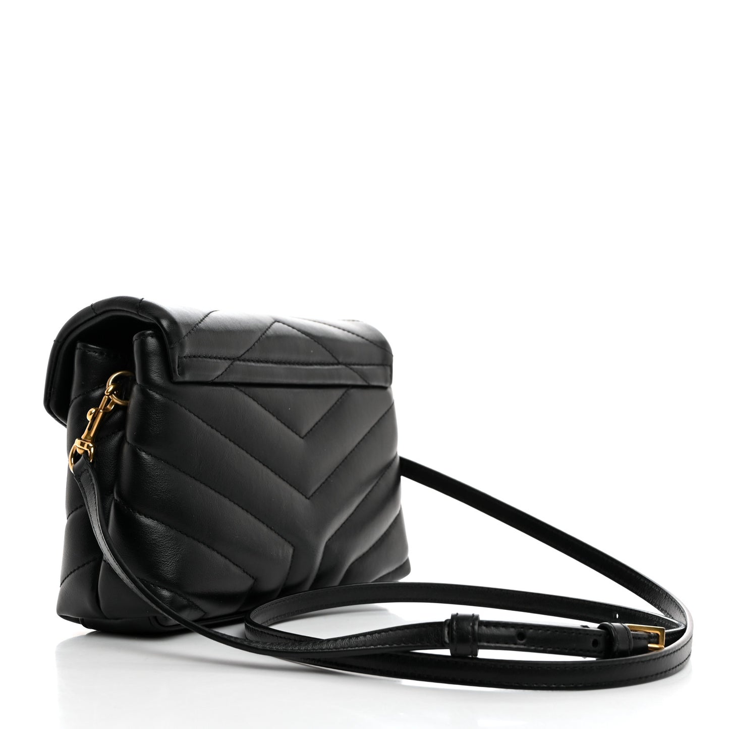 Calfskin Y Quilted Monogram Toy Loulou Crossbody Bag Black