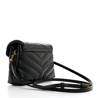Saint Laurent Calfskin Y Quilted Monogram Toy Loulou Crossbody Bag Black 3 of 11