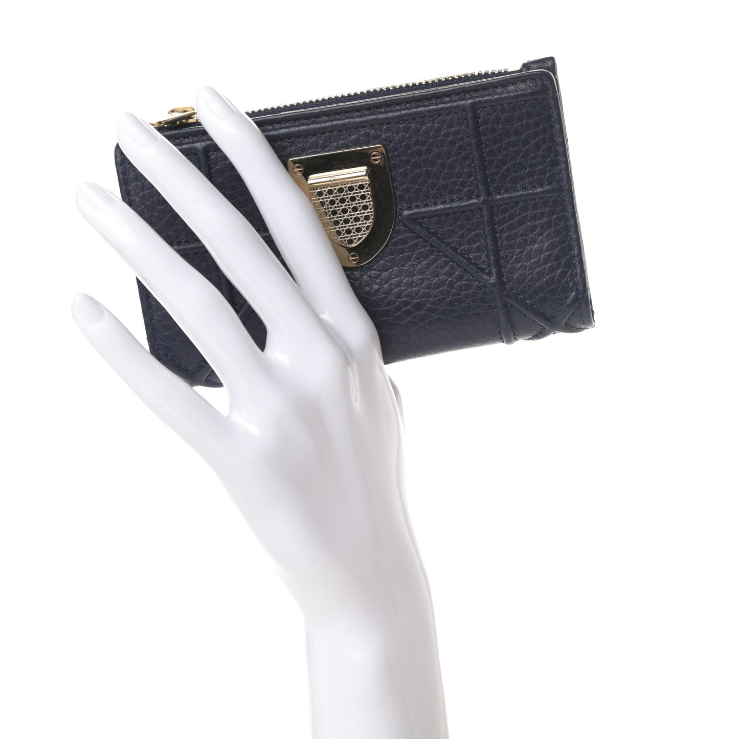 Grained Calfskin Cannage Diorama Wallet Blue