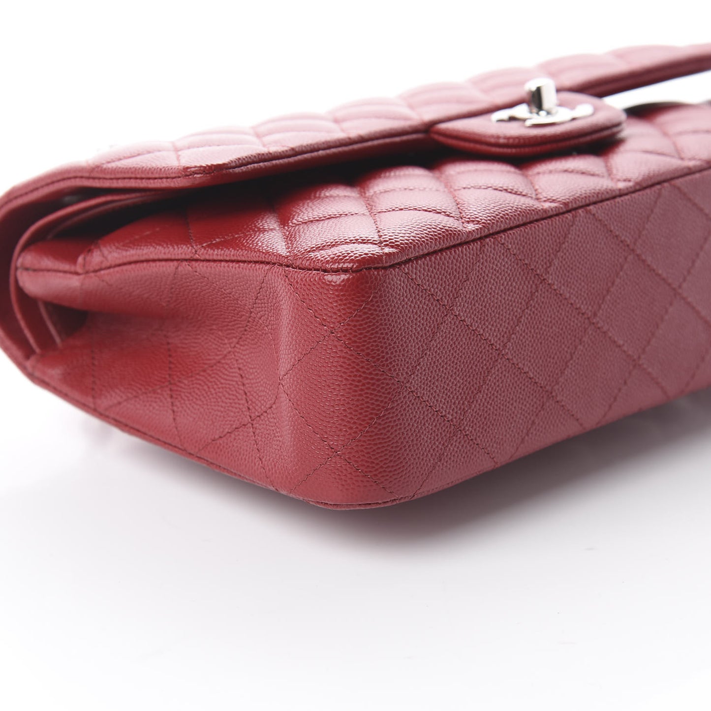 Caviar Quilted Medium Double Flap Red