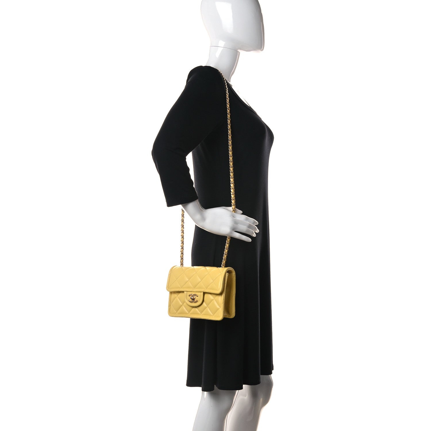 Chanel Caviar Quilted Mini Sweet Classic Flap Yellow 2 of 11