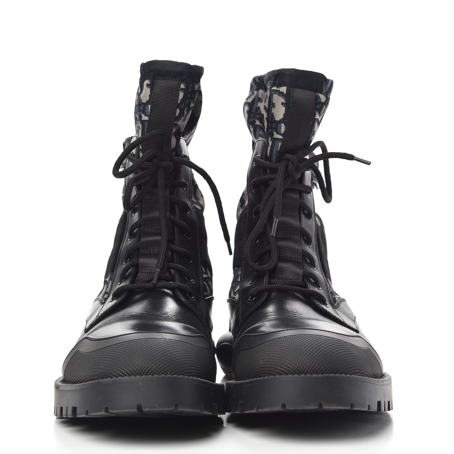 Christian Dior Oblique Smooth Calfskin Combat Boots 41 Beige Black 3 of 8