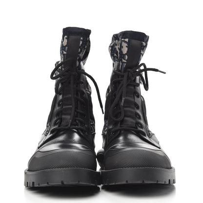 Christian Dior Oblique Smooth Calfskin Combat Boots 41 Beige Black 3 of 8