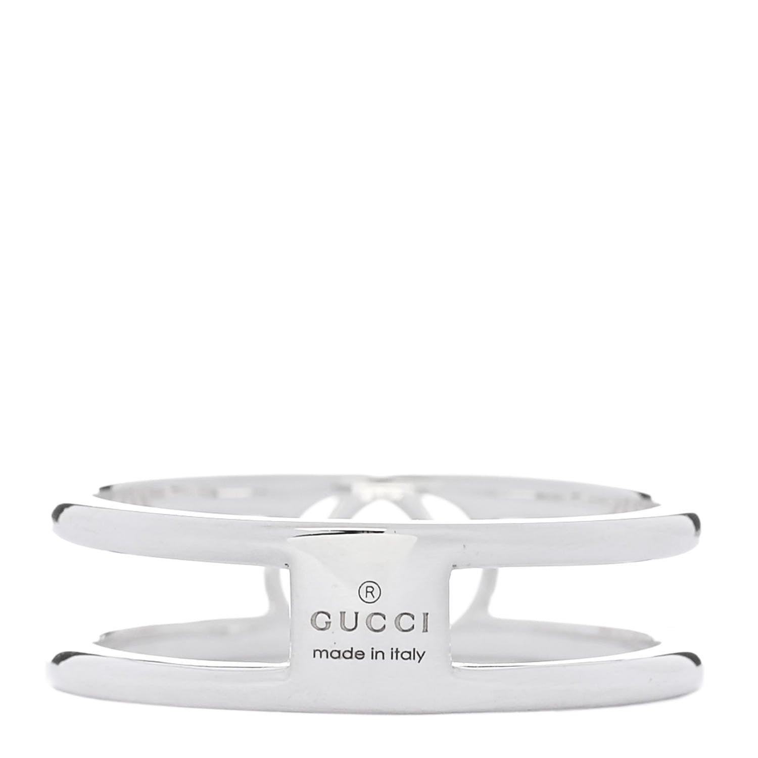 Gucci Sterling Silver 6mm Interlocking G Open Band Ring 58 8.25 3 of 5