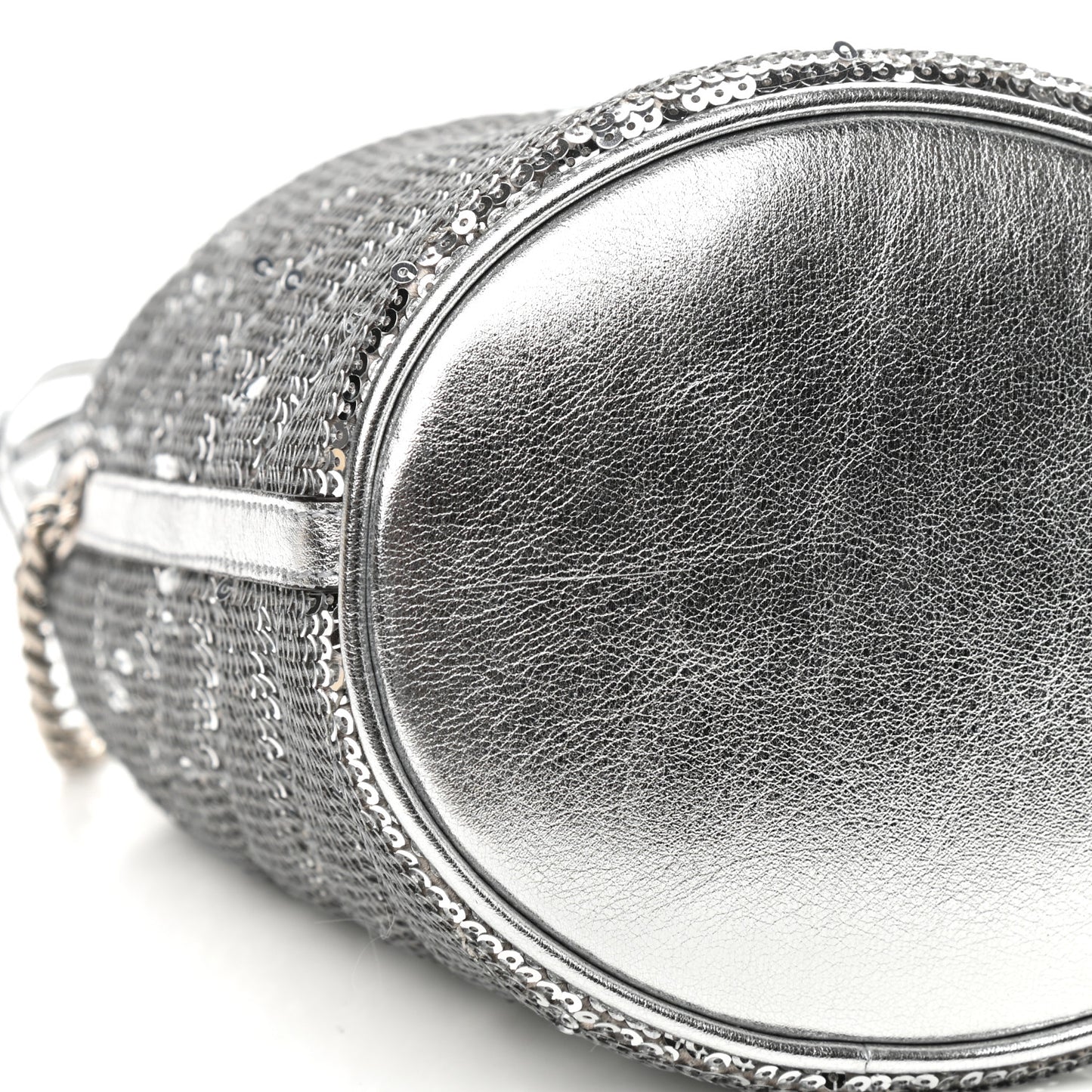 Sequin Mini GG Marmont 2.0 Bucket Bag Silver