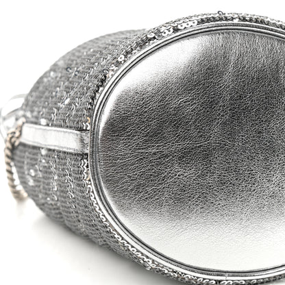 Gucci Sequin Mini GG Marmont 2.0 Bucket Bag Silver 8 of 9