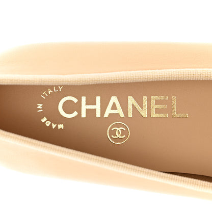 Chanel Lambskin Cap Toe CC Ballerina Flats 37.5 Beige Black 7 of 10