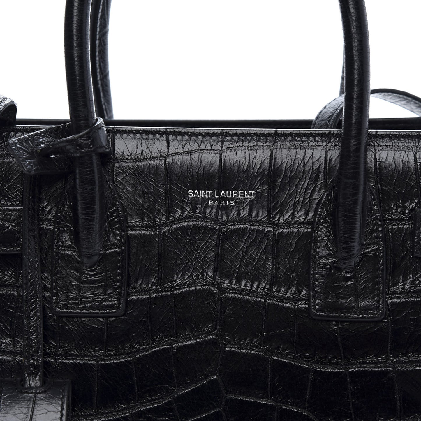 Calfskin Crocodile Embossed Baby Sac De Jour Black