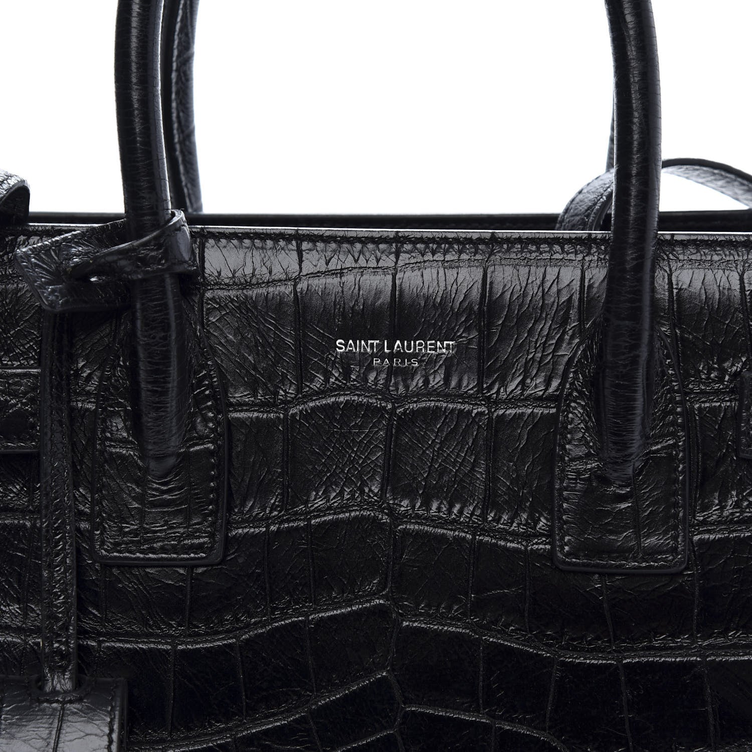 Saint Laurent Calfskin Crocodile Embossed Baby Sac De Jour Black 14 of 14