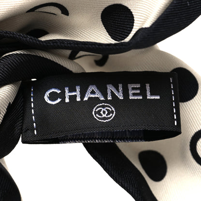 Chanel Silk CC Twilly Hair Tie Ivory Black 3 of 3
