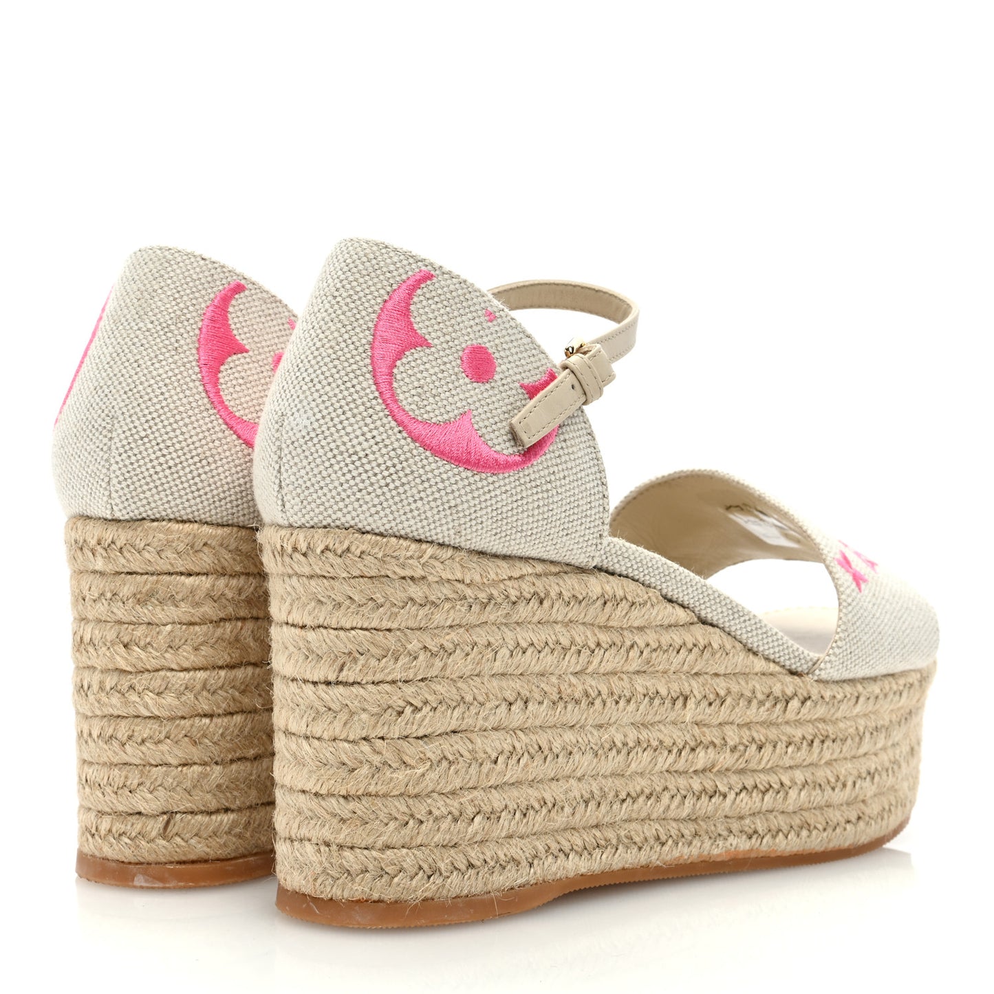 Canvas Monogram Starboard Espadrille Wedge Sandals 38 Rose Pop