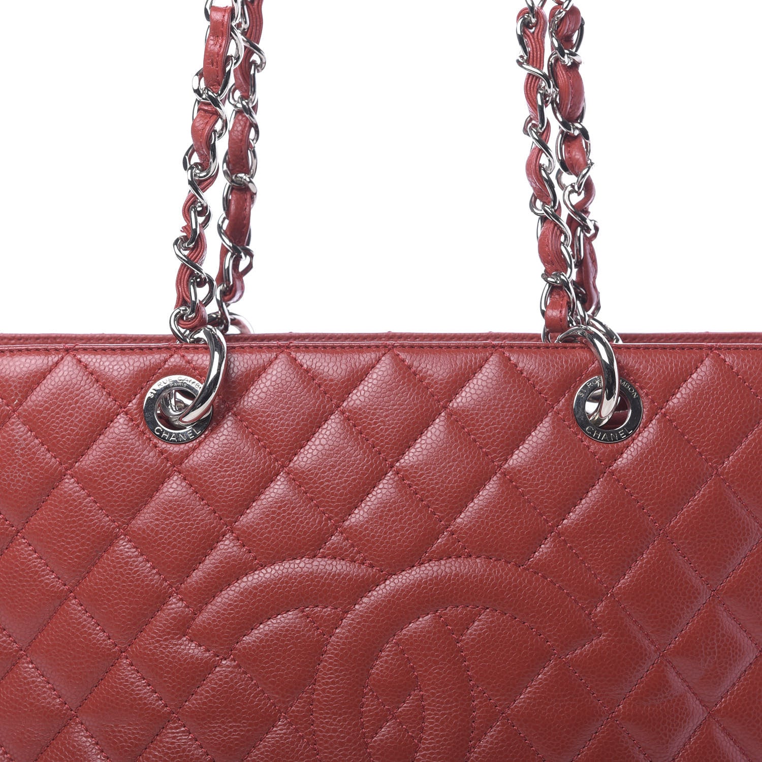 Chanel Caviar Quilted Grand Shopping Tote GST Red 9 of 11