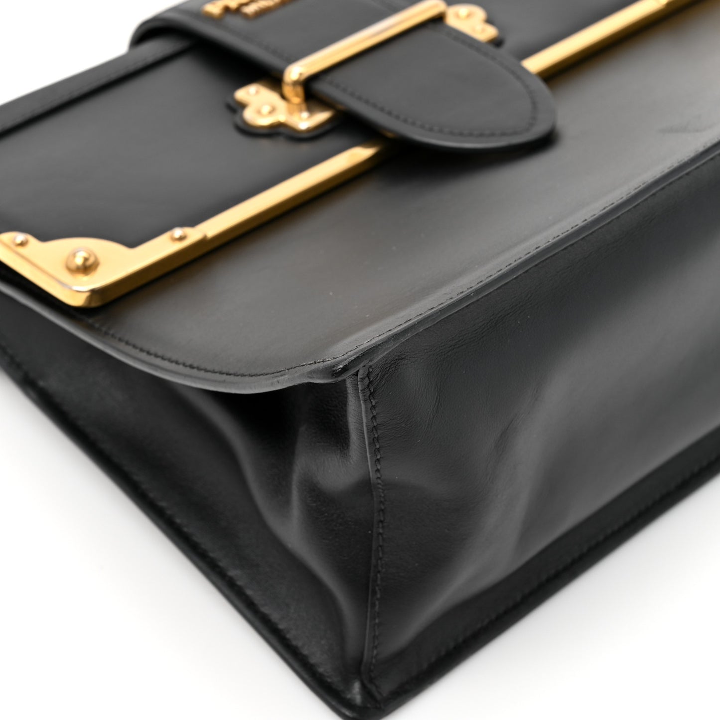City Calfskin Saffiano Cahier Top Handle Bag Black