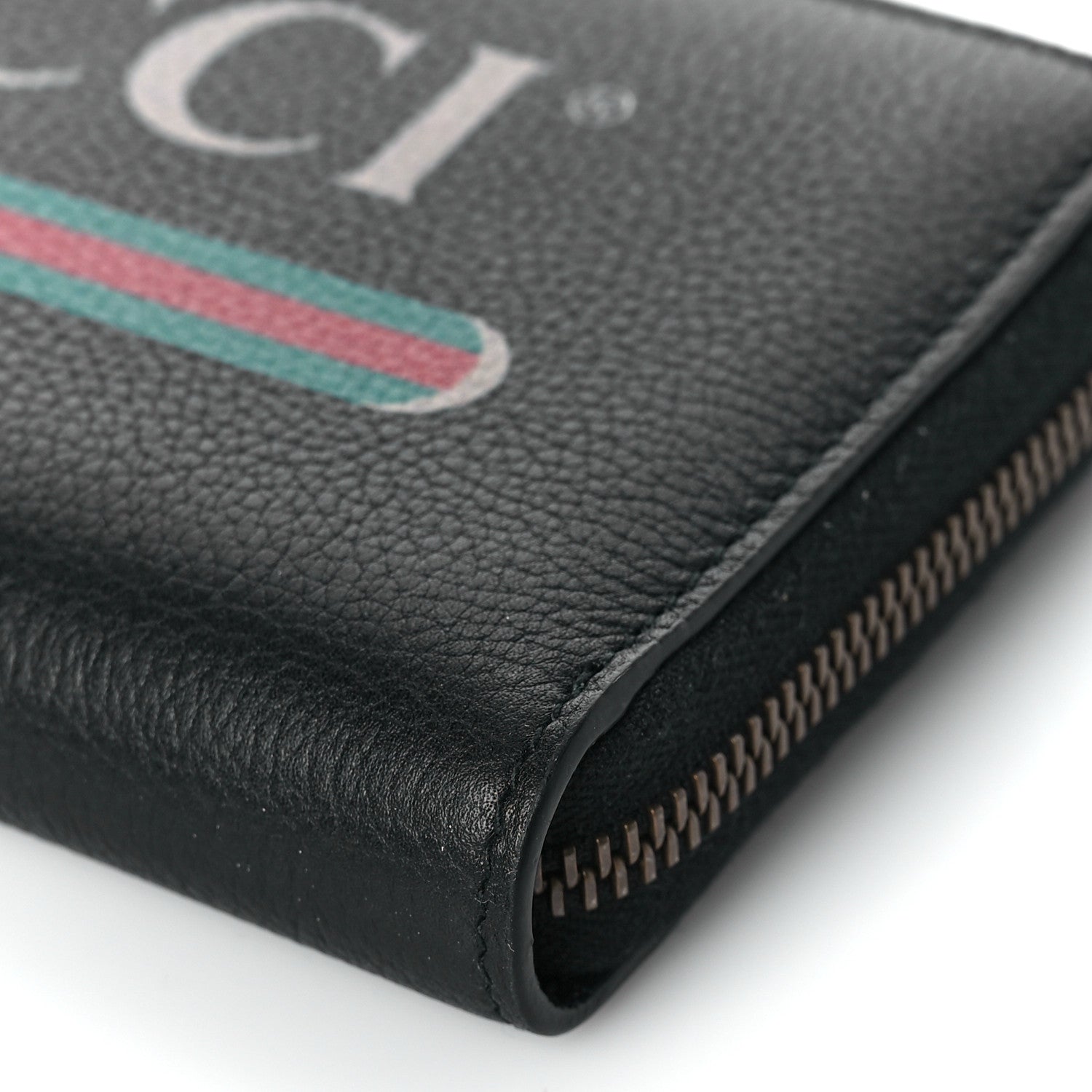 Gucci Calfskin Logo Zip Around Wallet Black 9 of 10