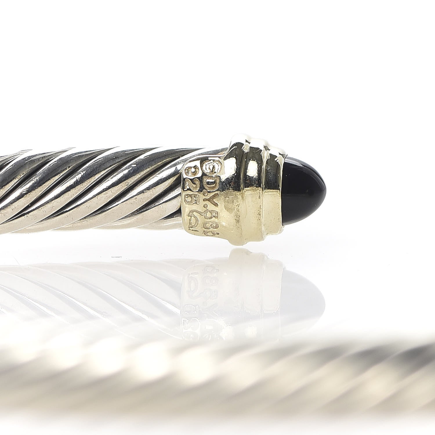 David Yurman Sterling Silver 14K Yellow Gold Black Onyx 5mm Cable Classics Petite Color Bracelet 4 of 5