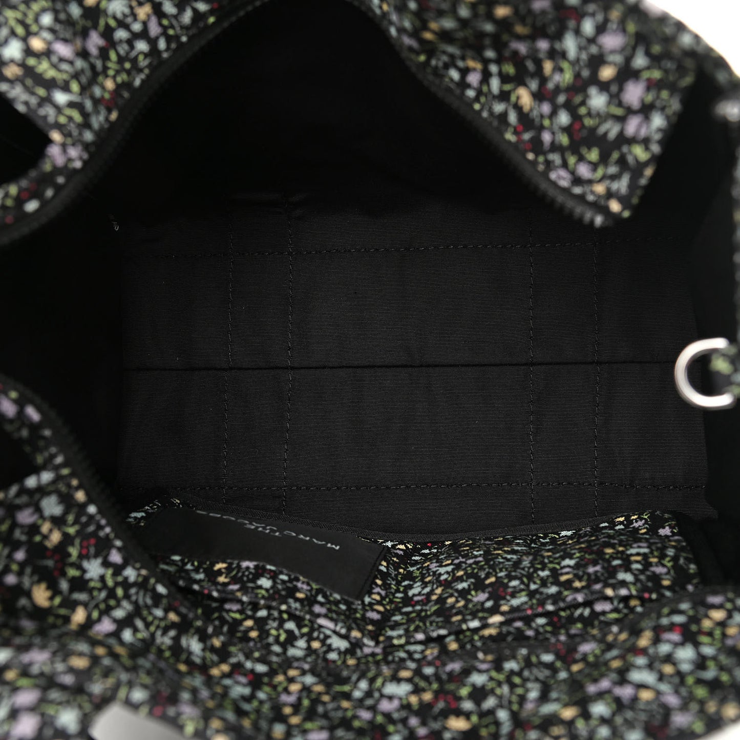 Cotton Canvas Floral Print Medium The Traveler Tote Bag Black
