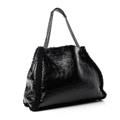 Gucci Patent Shearling Large Soho Chain Shoulder Bag Black 4 of 11