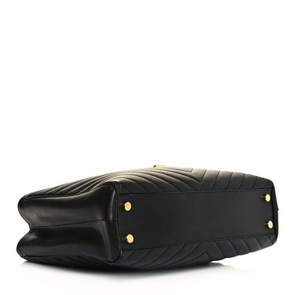 Saint Laurent Grain De Poudre Matelasse Chevron Monogram Shopping Bag Black 3 of 11