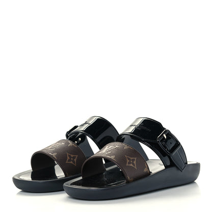 Louis Vuitton Monogram Sunbath Flat Mule Sandals 36 Black 2 of 11