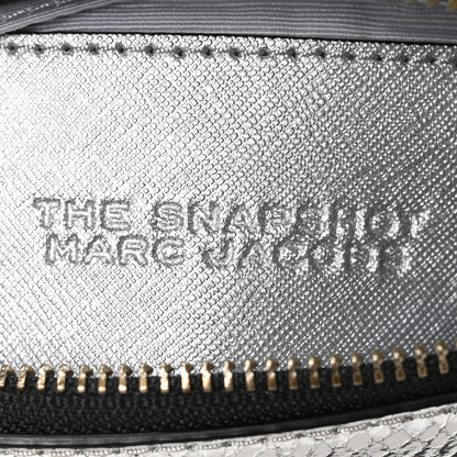 Marc Jacobs Metallic Sequin Snake Embossed Calfskin Stripe Snapshot Camera Bag Silver 6 of 10