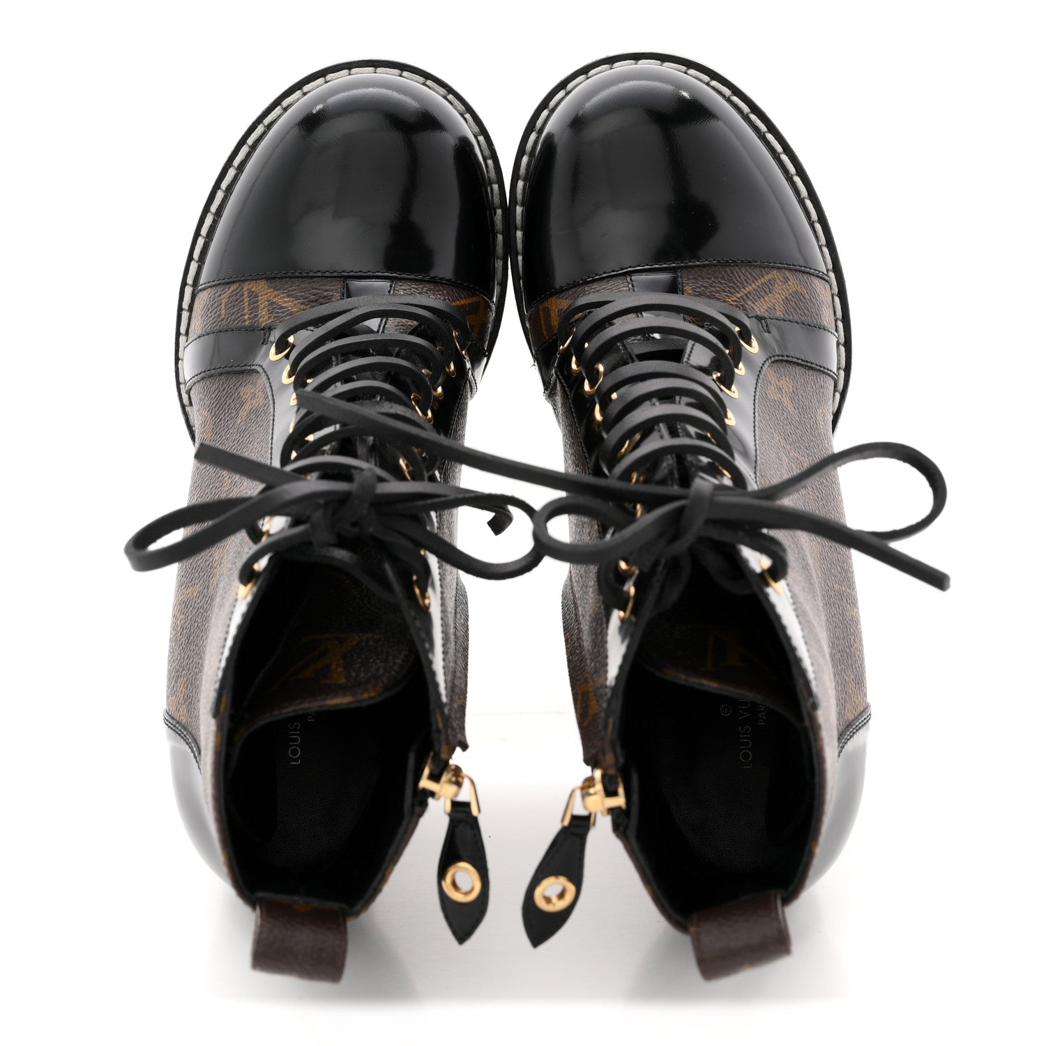 Louis Vuitton Patent Calfskin Monogram Star Trail Ankle Boots 38.5 Black 2 of 12