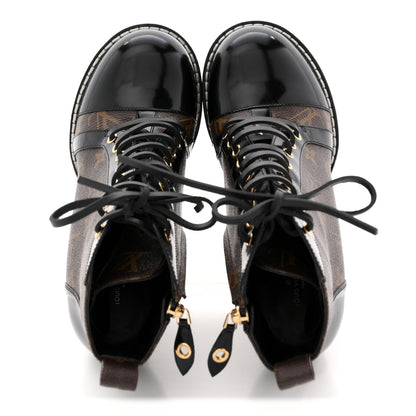 Louis Vuitton Patent Calfskin Monogram Star Trail Ankle Boots 38.5 Black 2 of 12