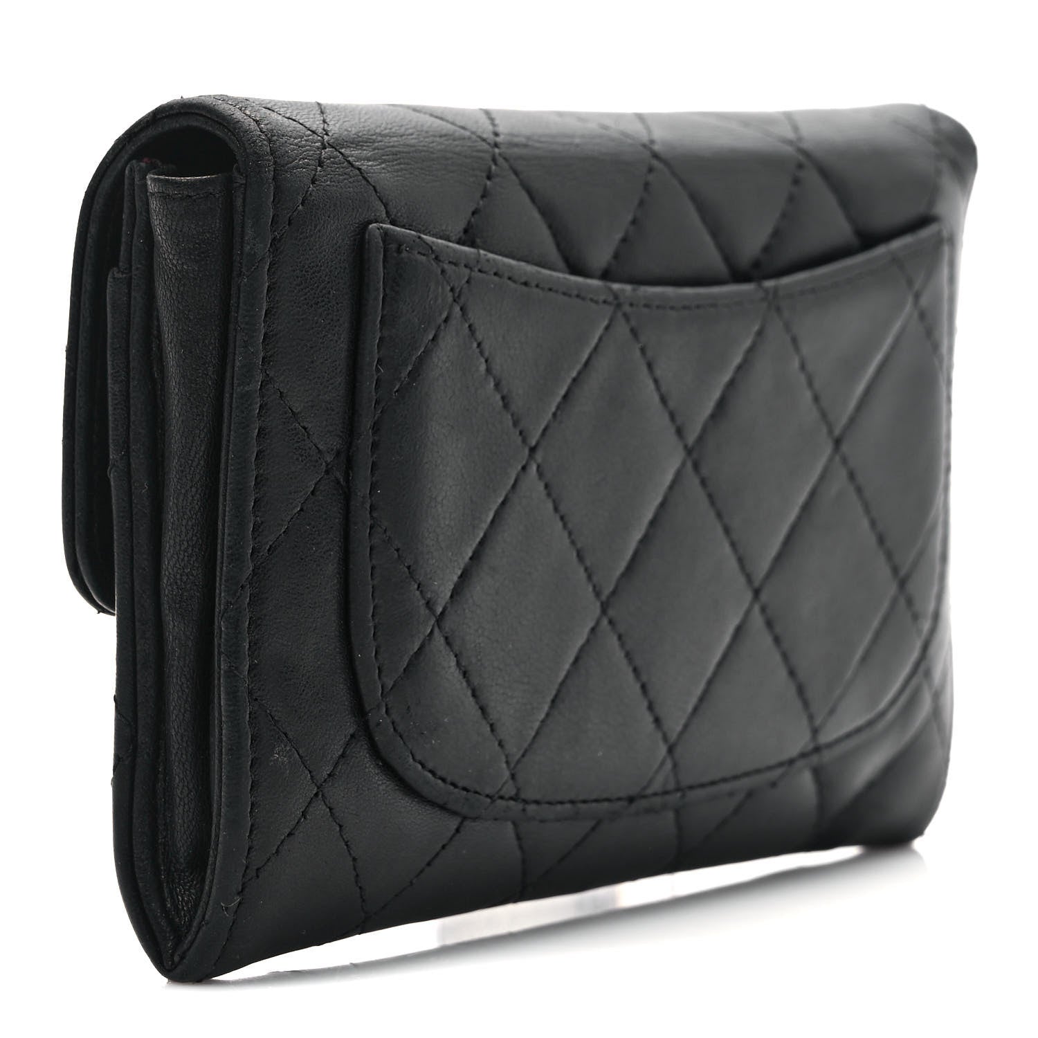 Chanel Lambskin Quilted Small Flap Card Holder Wallet Black 3 of 8