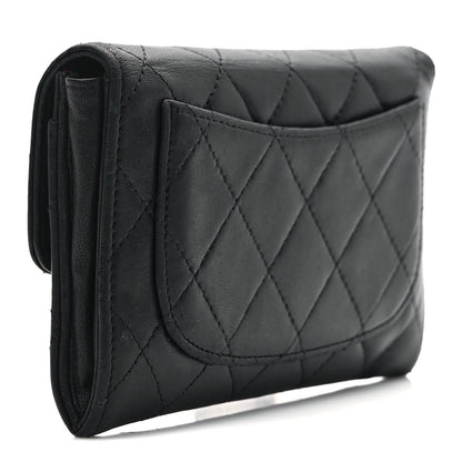 Chanel Lambskin Quilted Small Flap Card Holder Wallet Black 3 of 8