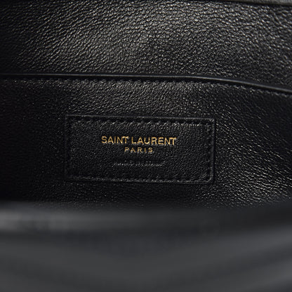 Saint Laurent Lambskin Matelasse Chevron Monogram Medium Sulpice Bag Black 7 of 18