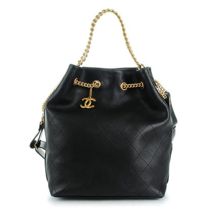 Chanel Calfskin Quilted Small On My Shoulder Drawstring Bag Black 1 of 8