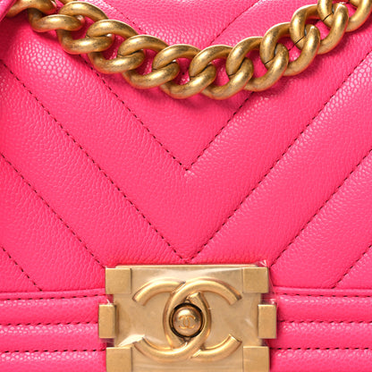 Chanel Caviar Chevron Quilted Small Boy Flap Fuchsia 8 of 10