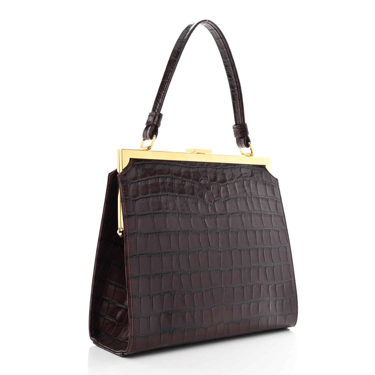 Mansur Gavriel Crocodile Embossed Calfskin Elegant Top Handle Bag Class 3 of 9