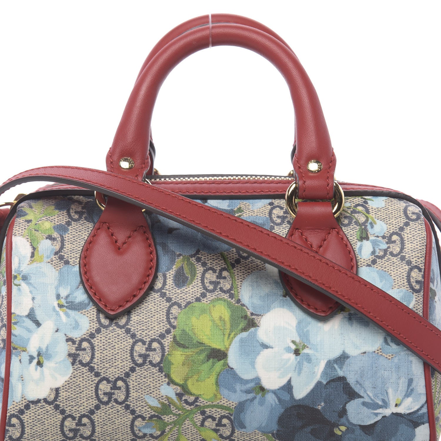 Gucci GG Supreme Monogram Blooms Mini Boston Navy Blue Hibiscus 11 of 12