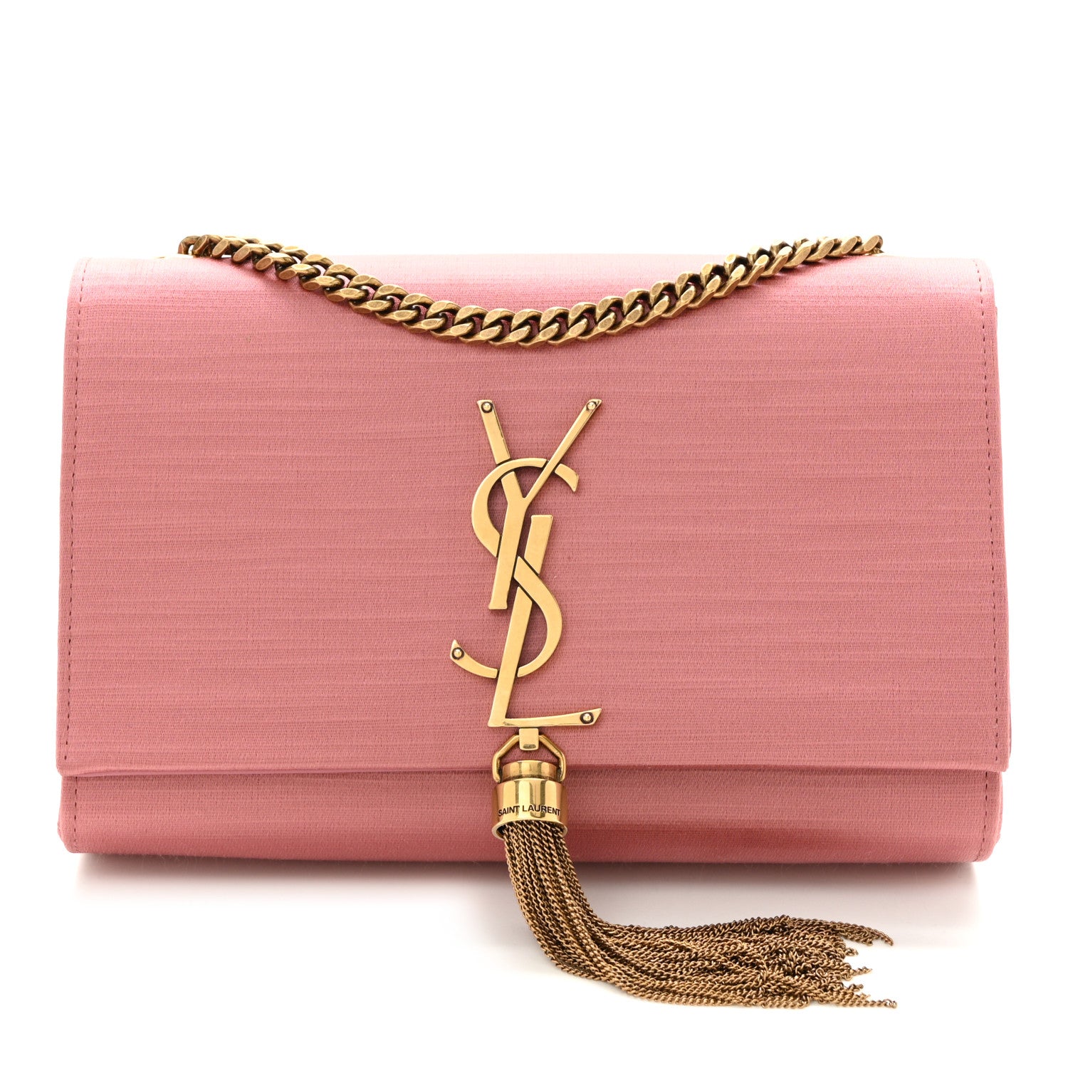 Saint Laurent Satin Small Classic Monogram Kate Tassel Satchel Coral Rose 1 of 10