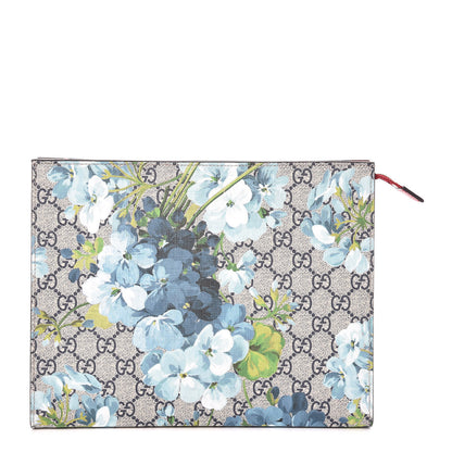 Gucci GG Supreme Monogram Blooms Large Cosmetic Case Beige Blue Navy Hibiscus Red 1 of 11