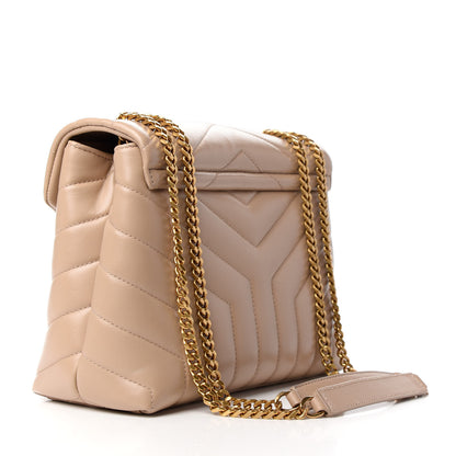 Saint Laurent Calfskin Y Quilted Monogram Small Loulou Chain Satchel Dark Beige 3 of 9