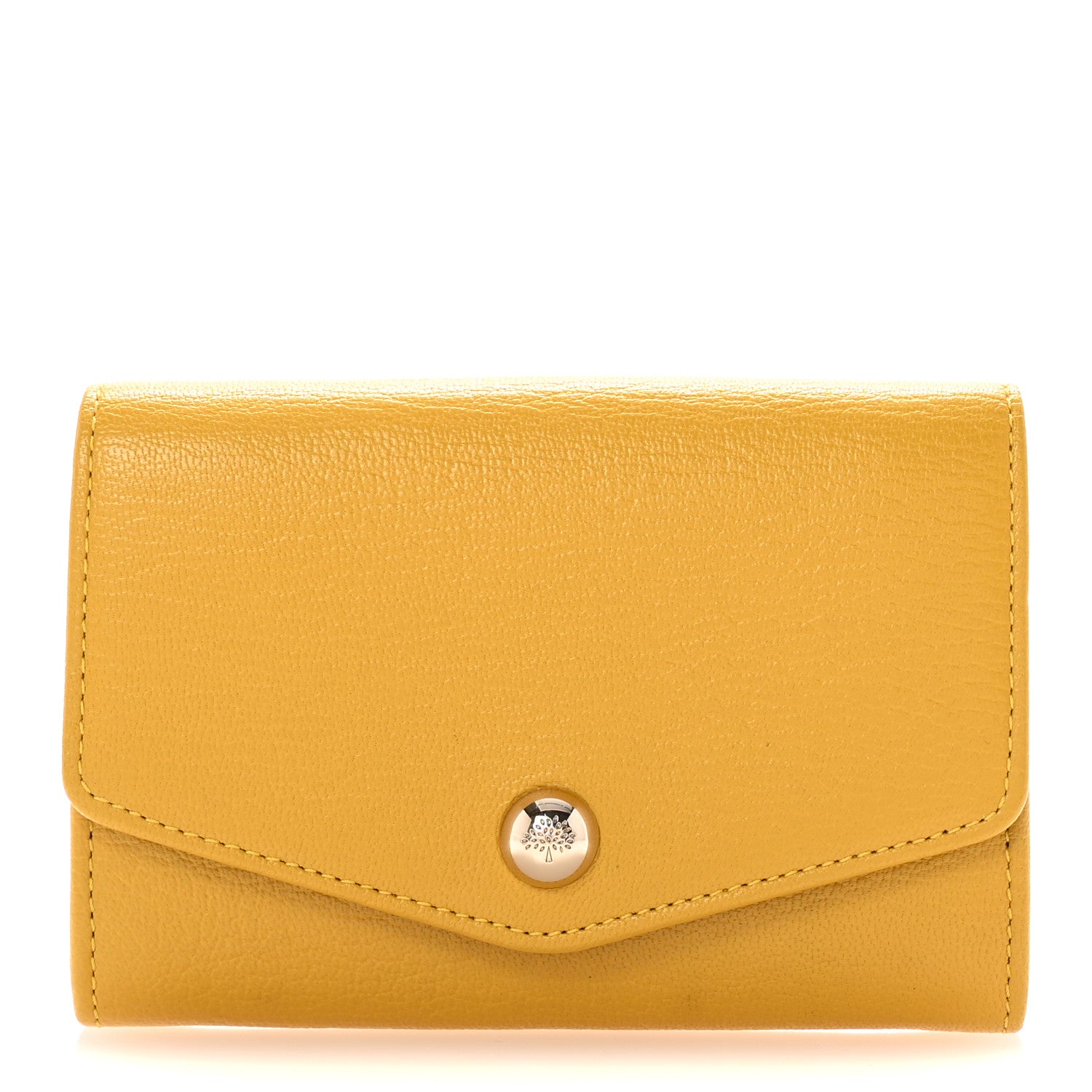 Mulberry Glossy Goatskin Dome Rivet French Purse Wallet Yellow 1 of 7