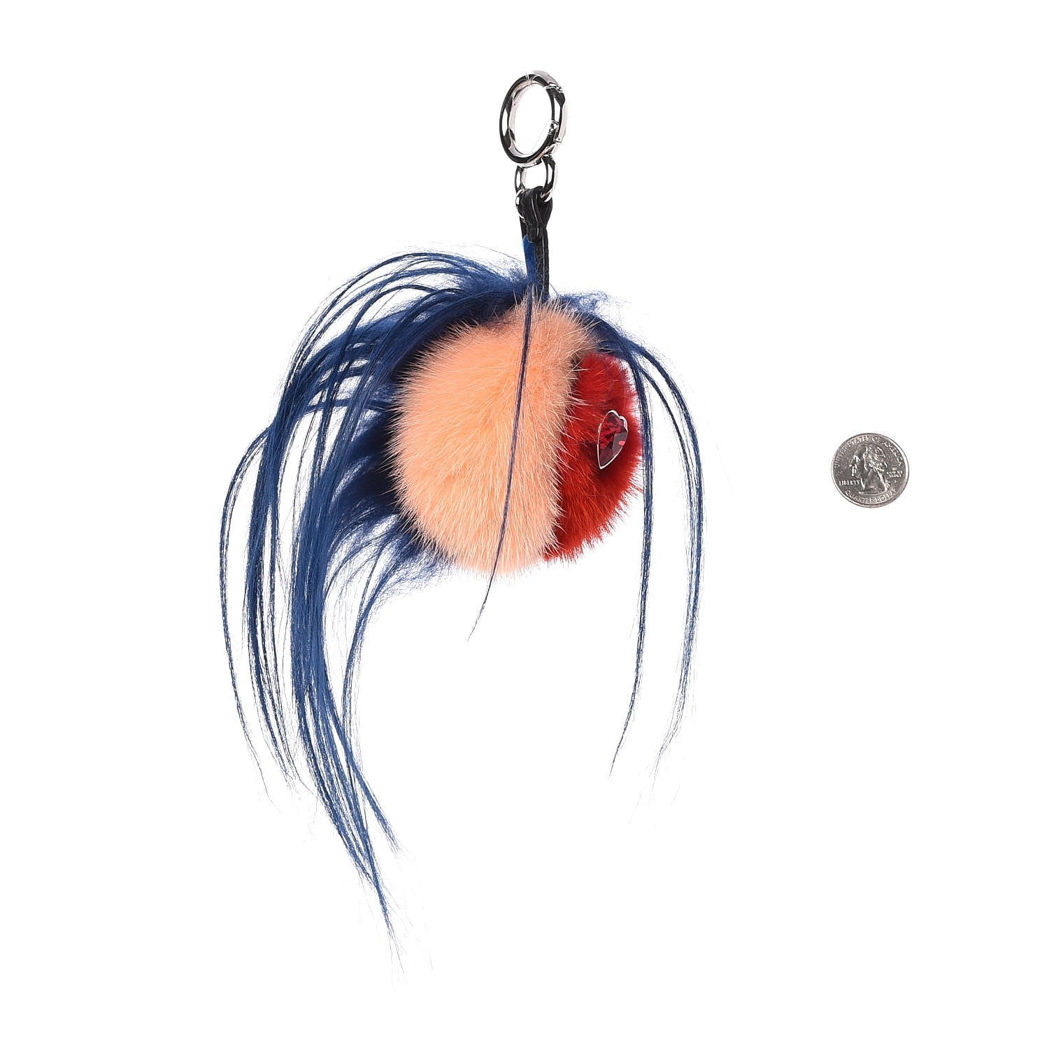 Fendi Goat Mink Fur Heart Bag Bug Charm Red Multicolor 2 of 5