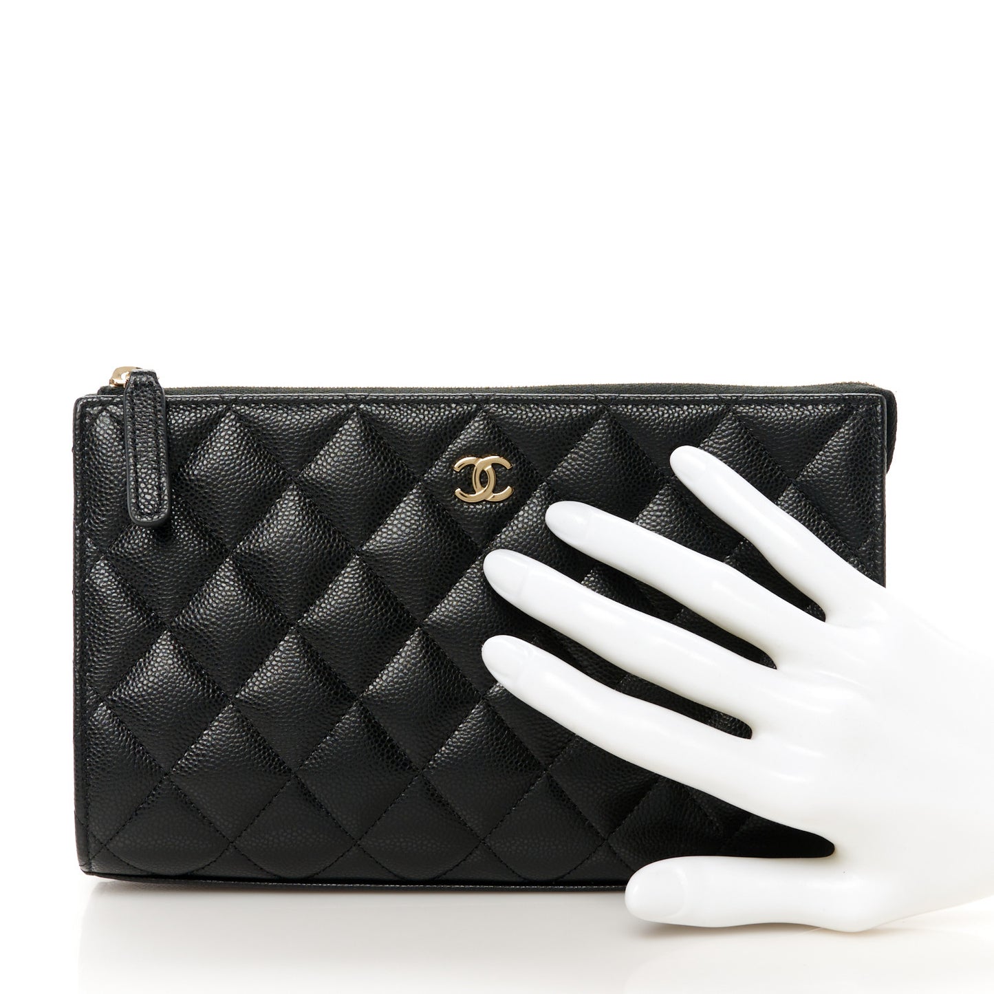 Caviar Quilted Classic Small Zipped Pouch Black